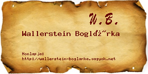 Wallerstein Boglárka névjegykártya